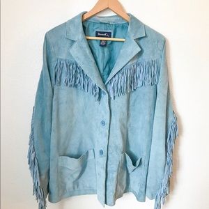 Suede Fringe Coat Denim & Co